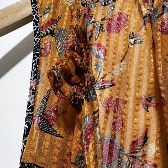 Isabel Marant 100% Silk Alika Trapeze Top Floral Bird Print Size US4 FR36 Orange - Picture 9 of 11